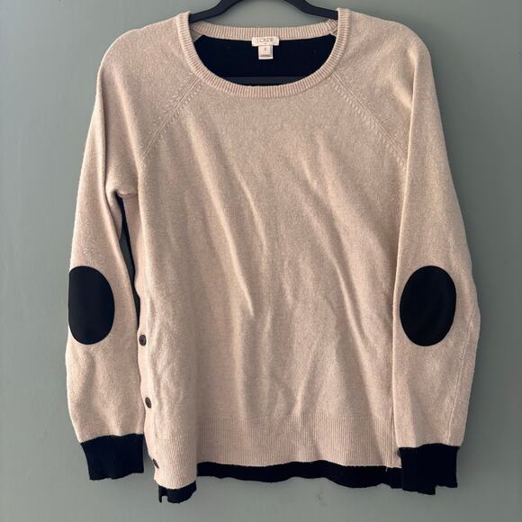 J. Crew Color Block Patch Elbow Sweater - Picture 1 of 5